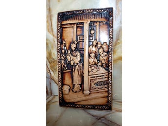 Vintage Orientalisk väggpanel, basrelief i harts