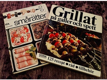 Retro kokböcker: Smårätter ICA Provkök och Grillat på galler och spett”. Kokbok