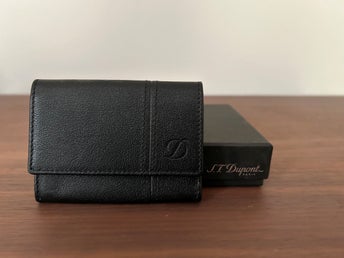 S.T. Dupont korthållare / mini-plånbok i svart läder