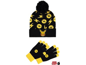 Pokemon Mens Giftset Beanie och Knitted Gloves