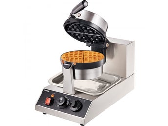 Kommersiell Rund Våffeljärn 1300W Roterbart Non-Stick Våffeljärn 220V