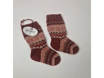 Handstickade ullstrumpor DROPS Baby Merino strl ca 19 – 100% merinoull – oanvänd
