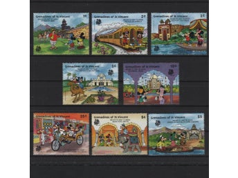St Vincent Grenadinerna 1989 Disney Musse & Mimmi i Indien 8v + 2 block