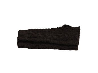 Armvärmare stickade, fingerlösa & korta - Mörkbrun [20cm] - Handledsvärmare