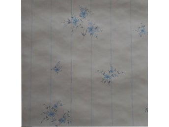 Tapet 4 + 1 rullar vintage tapet Borosan vit med blå blommor