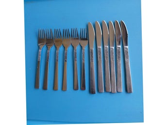 Rosen 12 smörgåsbestick 17,7 o 15 cm dessertbestick Åhlens rostfritt bestick