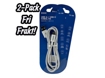 [2-Pack] Savio USB-A till USB-C Laddkabel 1m - Vit | 3A