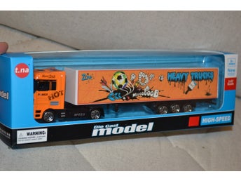 Containerlastbil Orange 19,5cm 1:64 Lastbil Plast Ny