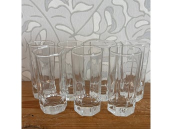 LUMINARC OCTIME 7st GLAS SNAPSGLAS PRESSGLAS FRANCE 80-tal RETRO
