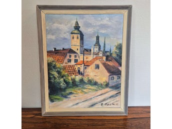Oljemålning med stadsmotiv, R Malm, 1939, 46*56 cm