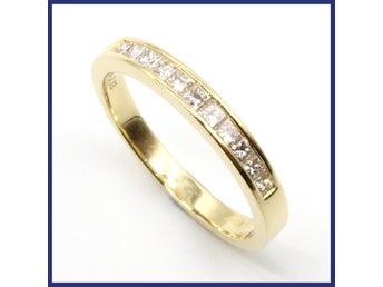 Ring, 18K guld, allians, naturliga princesslipade diamanter (0,33ctv, stl 17mm)