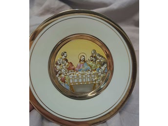 Chokin Art THE LAST SUPPER PLATE Jesus Deciples Porcelain 24K