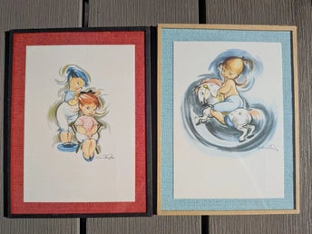 Vintage Christel Drost Illustrationer – Set om Två Barnmotiv från 1969