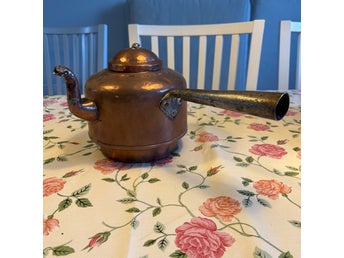 Antik kaffepanna i koppar 1800-tal handgjord Kaffepetter pinnlödning