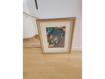 Pastell med manligt porträtt signerad Romel