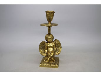 Vintage ljusstake i mässing med ängel , Mässingsljusstake , 1900-tal , Retro