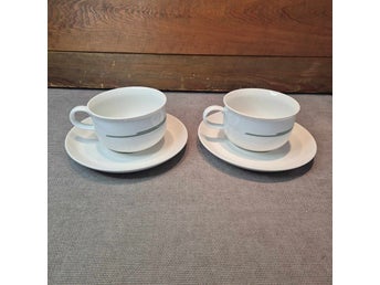 2 kaffekoppar med fat, servis Diamant Lili, Rörstrand, 1980-tal