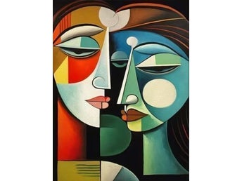 Nordisk kvinnoansikte – Picasso inspirerat collage