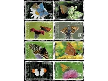 ** REA ** RAROTONGA 2020 Mi 168-175 FJÄRILAR ** VÄRDE 1800.