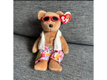 TY Beanie Baby Miami 2006 – björn med solglasögon – etikett kvar