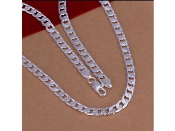 HELT NYTT! Halsband pläterad med äkta silver 925, Ca 60 cm, 4 mm