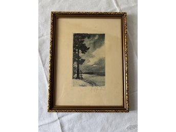 AXEL FRIDELL – ”Skogsbryn I” Torrnål 1930 / 1935 Signerad Grafik Konst