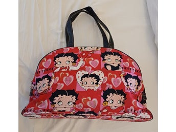 Betty Boop röd rosa och svart färgad väska Tote Bag retro vintage bowlingmodell
