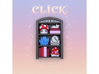 Miniatyrbokhylla fidget clicker