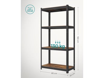Hyllenhet, 40 x 80 x 160 cm, justerbara förvaringshyllor, rustik brun GLR044B11