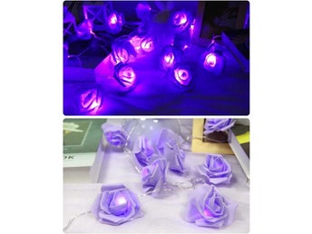 lila LED-ljusslinga med rosor