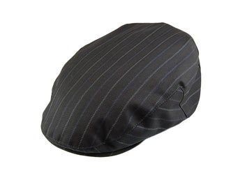 Pinstripe flat cap, svart, large 59 cm
