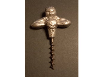 Bacchus vinguden korkskruv 1930-tal i tenn, design Jakob Ängman