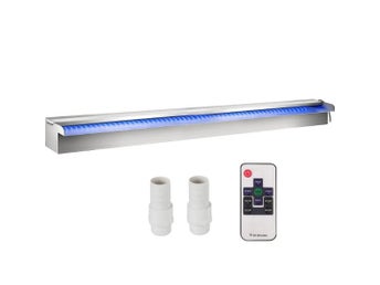Poolvattenfall med LED 151 cm Rostfritt Stål för Pool och Damm