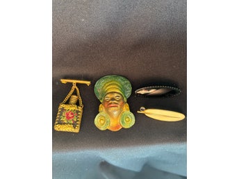 Broscher glas, emalj, petit point