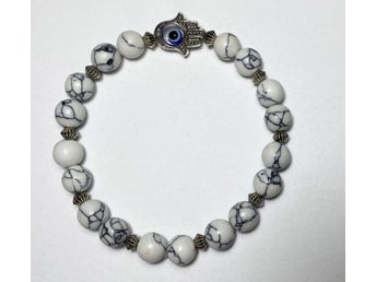 Helt nytt elastiskt armband av howlit (Evil Eye/Hamsas Hand)