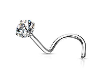 1 Skruvbar Näspiercing i IP Platina pläterad 316L stål med 3 mm CZ
