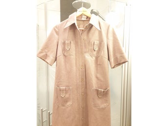 Finn Karelia ljusbrun/beige klänning, vintage, retro, nyskick, storlek C40