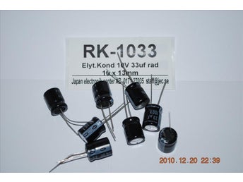 RK-1033 Elektrolyt 10V 33uf 8 stycken