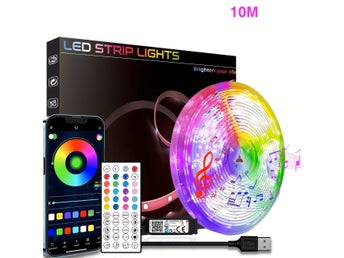 10m LED Strip Lights RGB, Smart App & IR Remote, Music Sync, Timing Function