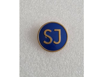 SJ Statens Järnvägar äldre Svenskt märke mössmärke brosch tillv. Sporrong