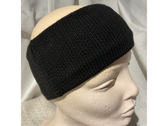 Maskinstickat pannband, svart 100% bomull