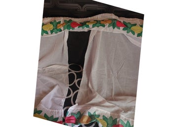 Gardin vintage 150*85 gardin 2 st o en mittengardin 24*210 cm tulpaner