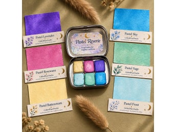 Handgjort Akvarellset 6 Pastellfärger – Matt, Opaque & Skimmer – Pastel Reverie