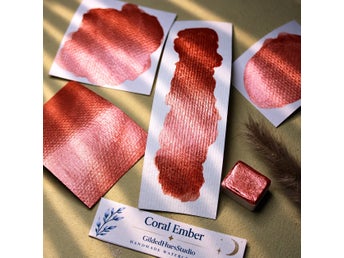 Handgjord Metallic Akvarell – Coral Ember