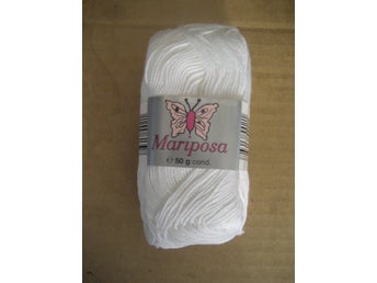 Bomullsgarn - Mariposa 50g Garn 1055 Vit **Nytt**