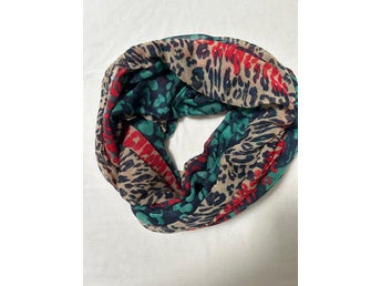 Ny tubsjal animalprint - petrol/röd