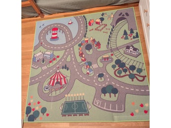 Lekmatta med stadsmotiv och vägar, 100 x 133 cm