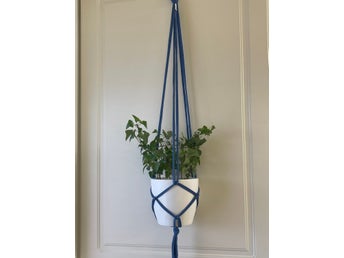 ampel, plant hanger, makrame, blå (10-12 cm)