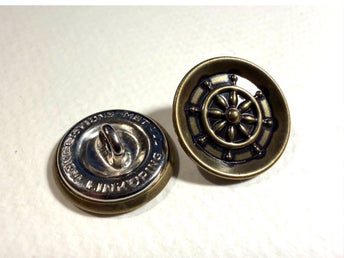 5 st knappar, 20 mm, metall, marint, vintage buttons, 1970-tal, oanvända