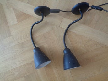 2 SVARTA RETRO SÄNGLAMPOR - Dahlquist & Johansson DJ Typ 2098